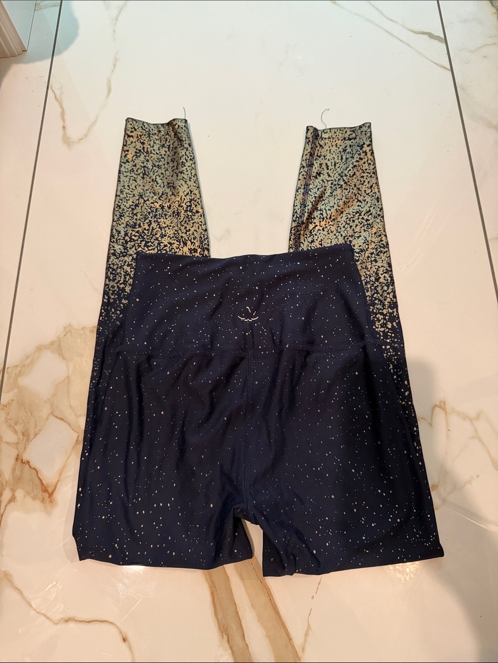 Beyond Yoga Navy Leggings with Gold Speckle Fade